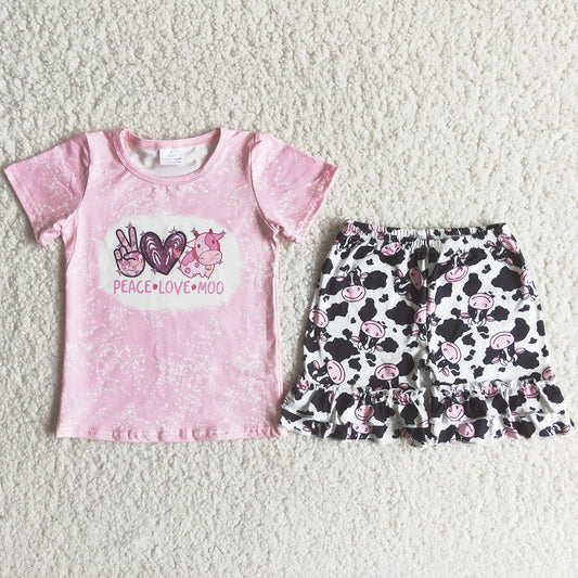 Hot Sale Toddler Baby Girls Clothes Summer Cow Print Cute Girls Outfits B5-3