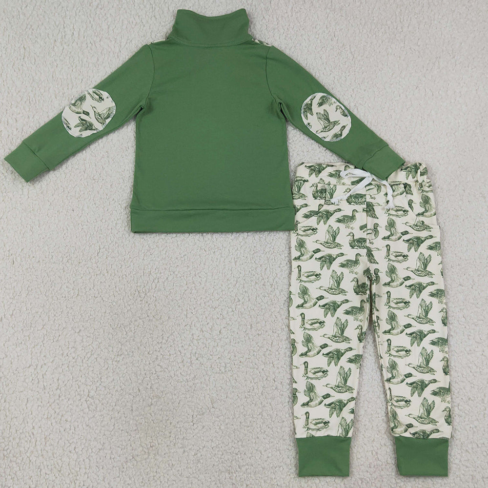 Baby Boys Clothes Long Sleeve Zip Pullover Ducks Pockets Jogger Hunting Clothes Sets BLP1449