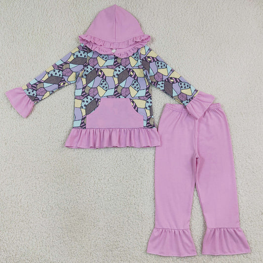 Baby Girls Clothes Halloween Magic Patchwork Pocket Hoodies Ruffle Pant Cloths Sets GLP3381