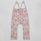 Baby Girls Jumpsuits Pink Flowers Straps Jumpsuits SR1982