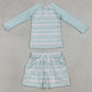 Baby Boys Swimsuits Aqua Stripe Top Pockets Shorts Swimsuits Clothes Sets S0649
