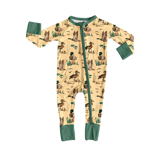 Preorder(moq 5)Baby Boys Ducks Plaid Western Zipper Footie Rompers 8.15