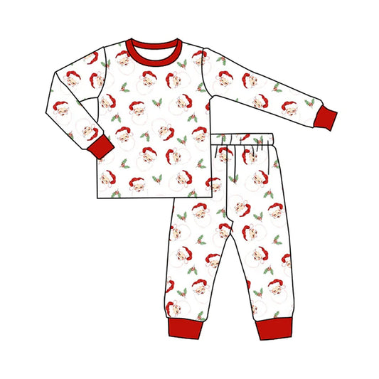 Preorder (moq 5)Baby Kids Long Sleeves Red Santa Plaid Top Pant Pajamas Set 5.21