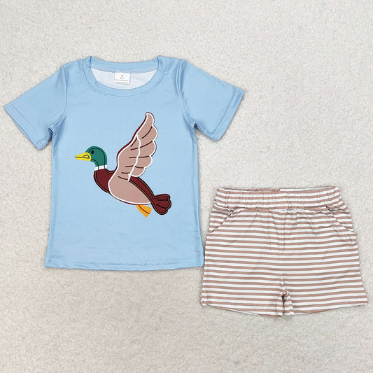 Baby Boys Clothes Duck Short Sleeve Top Stripes Shorts Clothes Sets BSSO0970