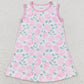 Baby Girls Dress Pink Flowers Sleeveless Knee Length Dresses GSD1045