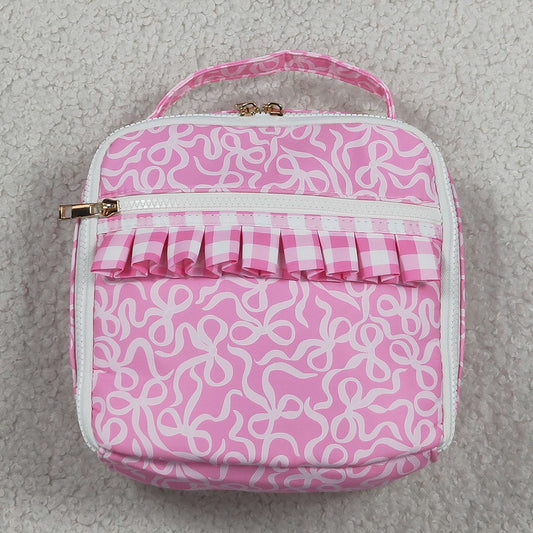 Baby Girls Lunch Boxes Pink Bows Plaid Ruffle School Bags Lunch Boxes BA0310