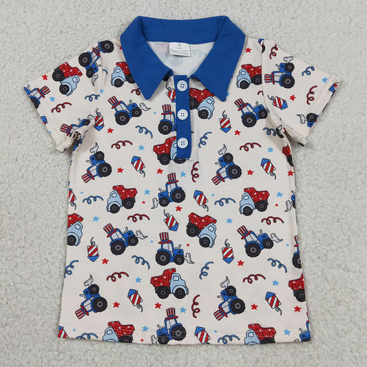 Baby Boys Clothes Constructions 4th of July Button Polo Shirts Top BT1163