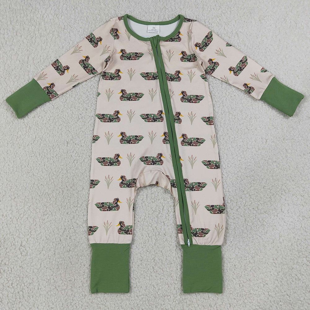 Baby Boys Rompers Camo Ducks Hunting Two Way Zip Convertible Rompers LR3117