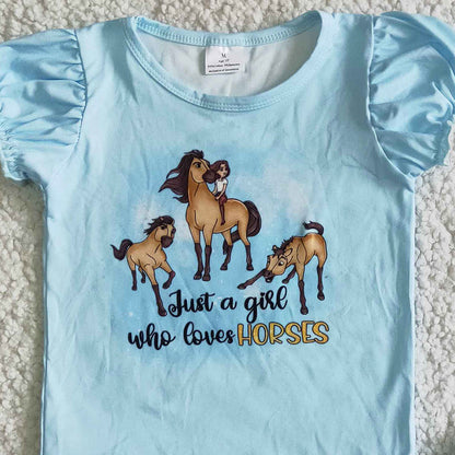 New Fashion Girls Summer Clothes Set Horse Toddler Baby Girl Clothes Outfits B17-30