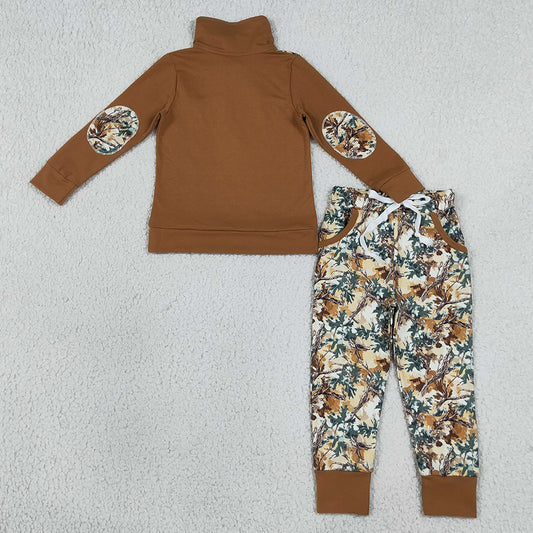 Baby Boys Clothes Long Sleeve Camo Zip Pullover Pockets Jogger Hunting Clothes Sets BLP1447