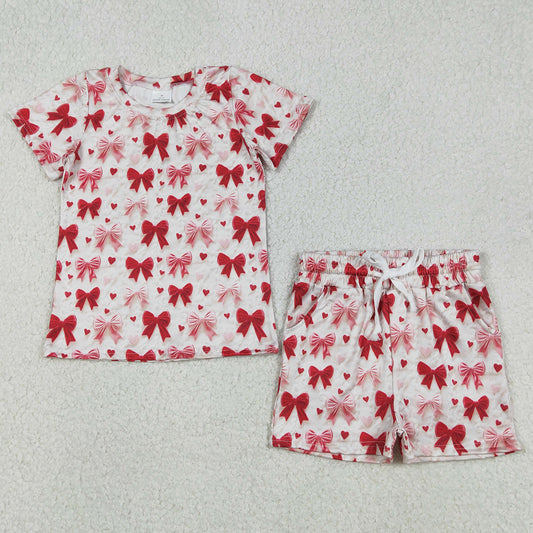 Baby Girls Hearts Bows Top Pockets Shorts Valentines Clothes Sets GSSO2835 12.8