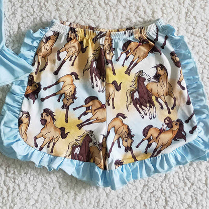 New Fashion Girls Summer Clothes Set Horse Toddler Baby Girl Clothes Outfits B17-30
