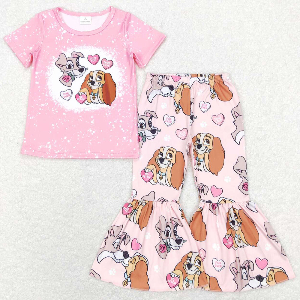 Cartoon Cute Baby Girls Clothes Valentine`s Bell Pants Sets GSPO1233