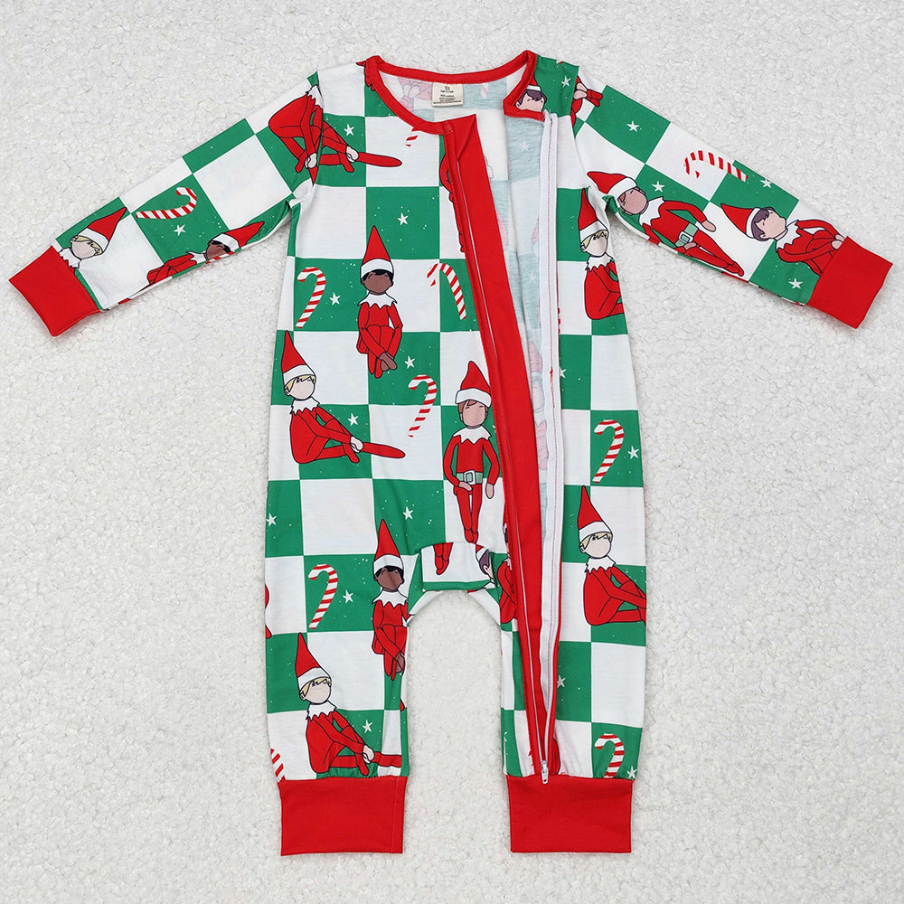 Baby Infant Boys Rompers Green Christmas Long Sleeve Zip Rompers LR1817