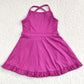 Baby Girls Swimsuits Wine Knit Knee Length Active Wear Athletic Dresses S0441