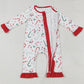 Baby Girls Rompers Christmas Candy Cane Zip Ruffle Rompers LR1842