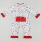 Baby Girls Rompers Christmas Candy Cane Zip Ruffle Rompers LR1842