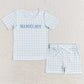 Boutique Baby Boys Clothes Mama's Boys Blue Checkered Tee Shirts Tops Shorts Sibling Clothes Sets BSSO0912