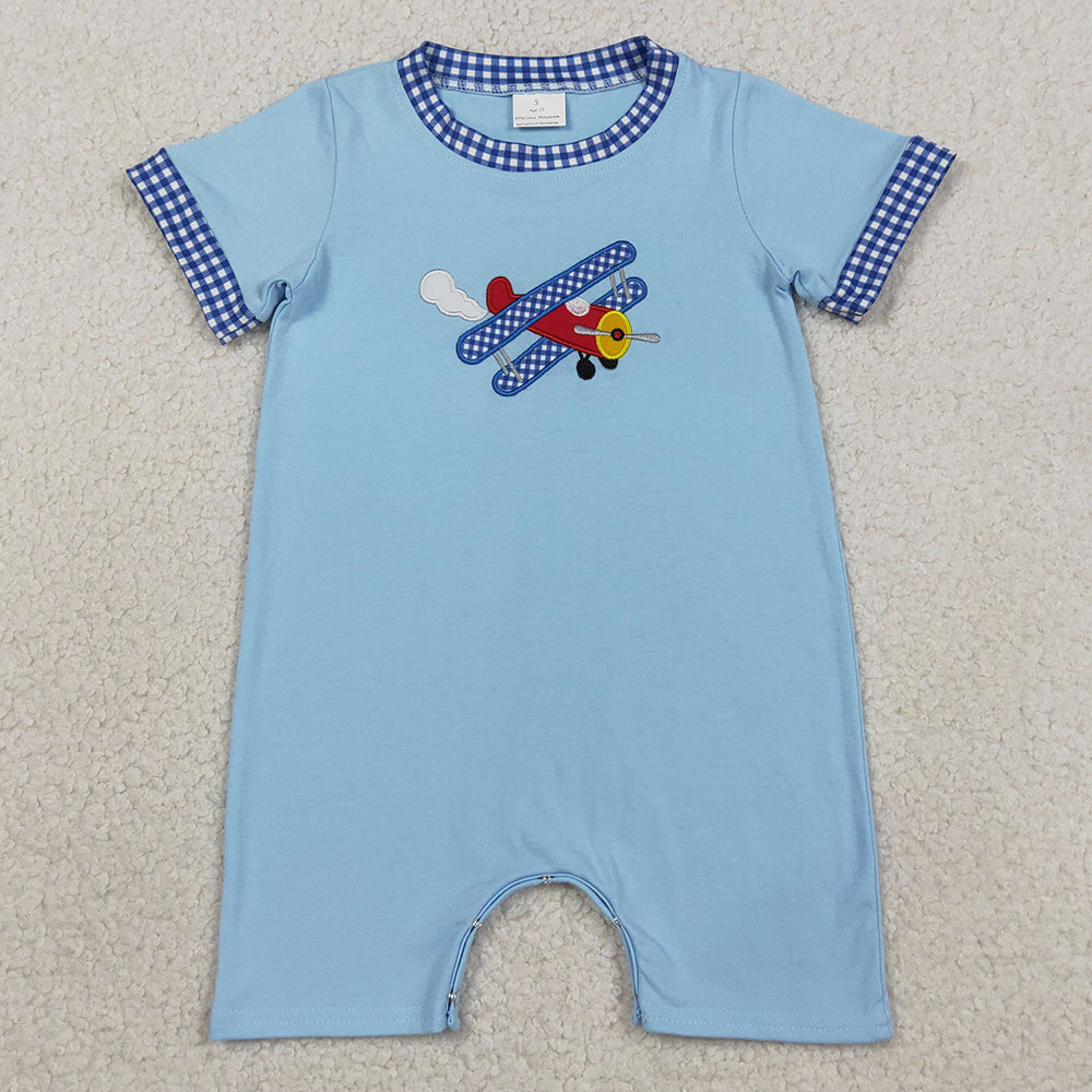 Baby Boys Rompers Embroidery Planes Blue Short Sleeve Rompers SR3543