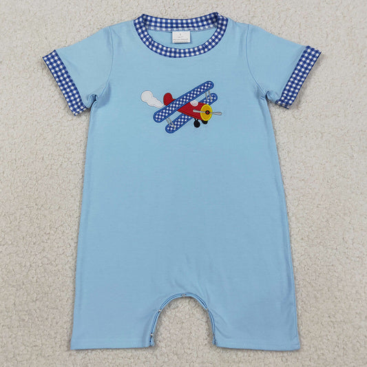 Baby Boys Rompers Embroidery Planes Blue Short Sleeve Rompers SR3543
