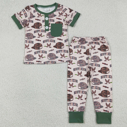 Baby Boys Clothes Camo Hats Ducks Pocket Top Pants Southern Pajamas Sets BSPO0597 12.22