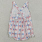 Baby Girls Rompers Strap Flags Bows Stripe 4th of July Ruffle Rompers SR3862