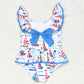 Baby Girls Swimsuits Blue Boats Bow Top Bummie Bows Swimsuits S0277