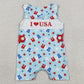 Baby Girls Rompers Sleeveless I Love USA Stars 4th of July Ruffle Rompers SR4154