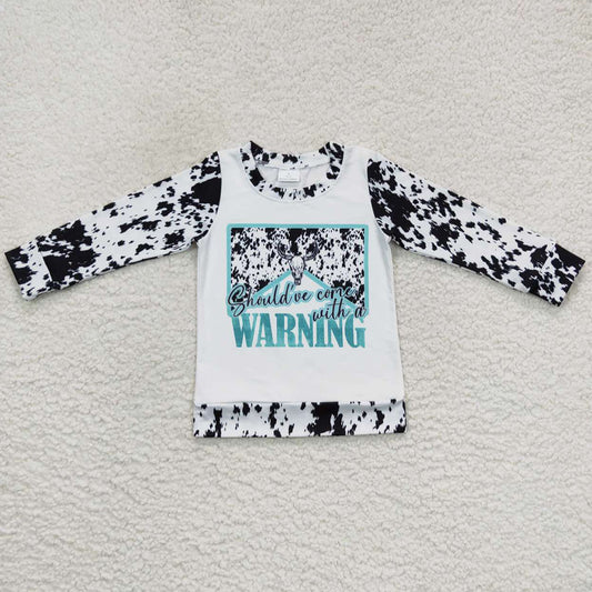 Baby Girls Clothes Top Western Cow Print Long Sleeve Shirt Tops GT0294