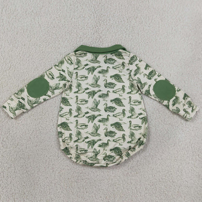Baby Boys Rompers Long Sleeve Green Ducks Hunting Zipper Rompers LR3050