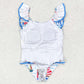 Baby Girls Swimsuits Blue Boats Bow Top Bummie Bows Swimsuits S0277