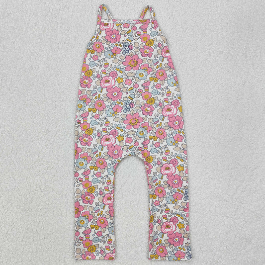 Baby Girls Jumpsuits Pink Flowers Straps Jumpsuits SR1982