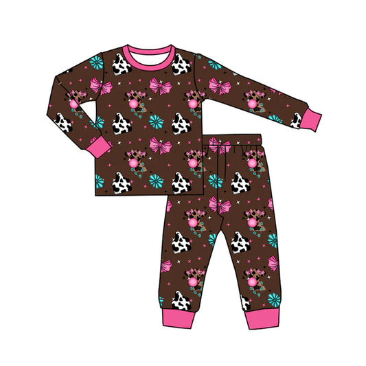 preorder(moq 5) Baby Boys Long Sleeves Cows Flowers Top Pants Pajamas Set 7.25
