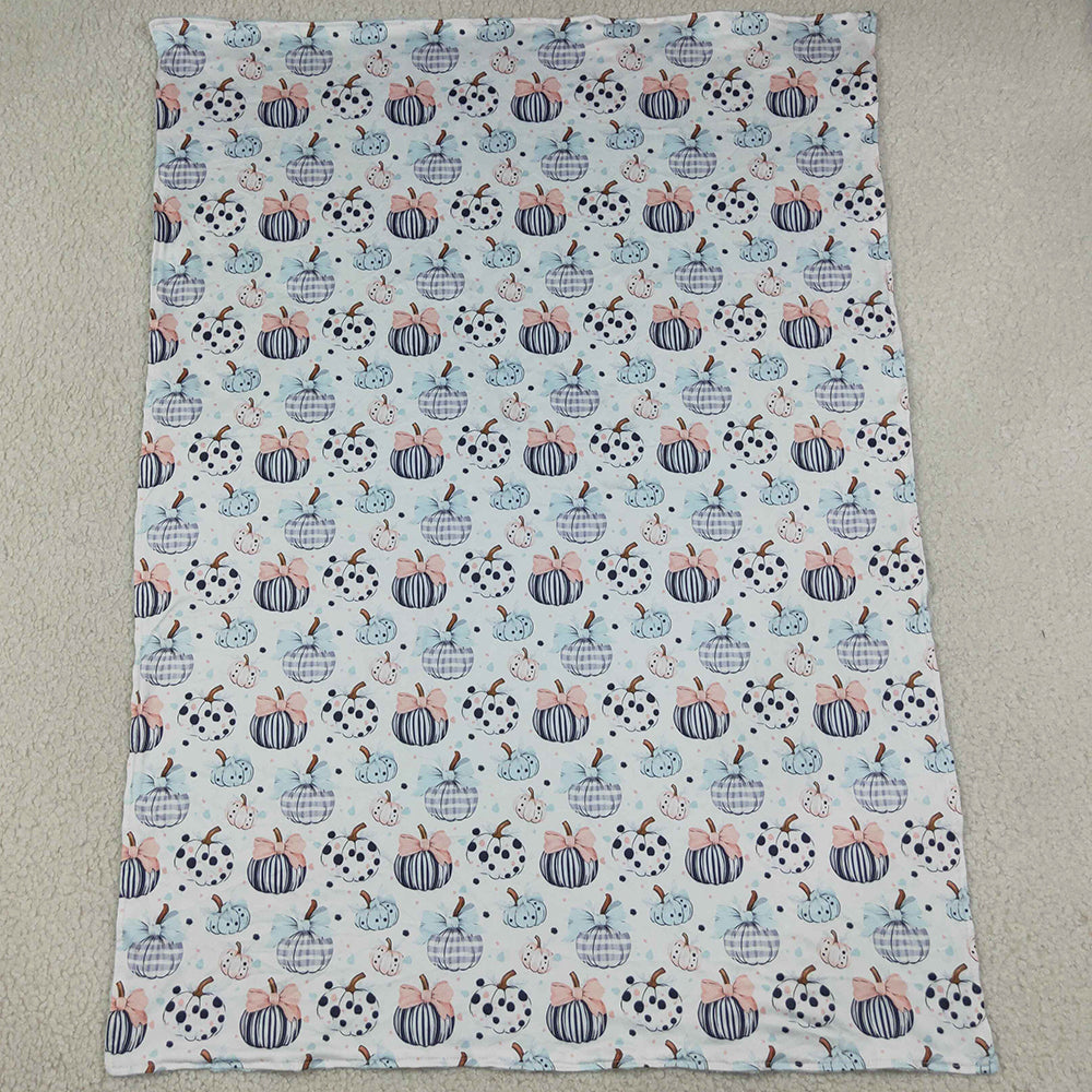 Baby Girls Blankets Bows Pumpkins Fall Blankets BL0253