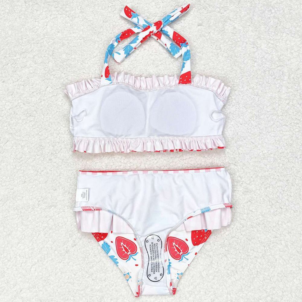 Baby Girls Swimsuits Summer Strawberry Straps Two Pieces Swimsuits S0316