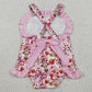 Baby Girls Rompers Strawberry Girls Strap Flowers Back Bow Ruffle Rompers SR3885