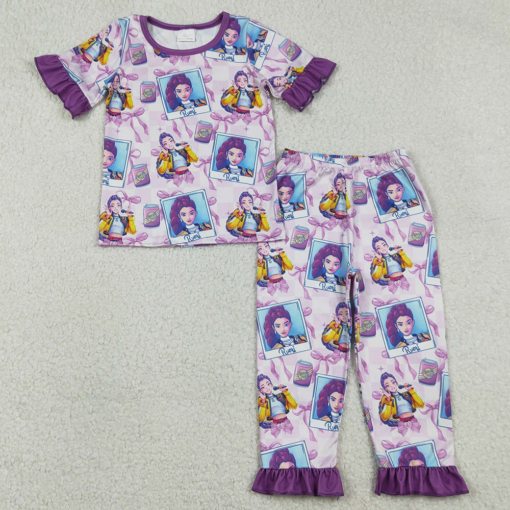 Baby Girls Pajamas Demon Hunter Photos Top Ruffle Pants Pajamas Sets GSPO2228 12.31