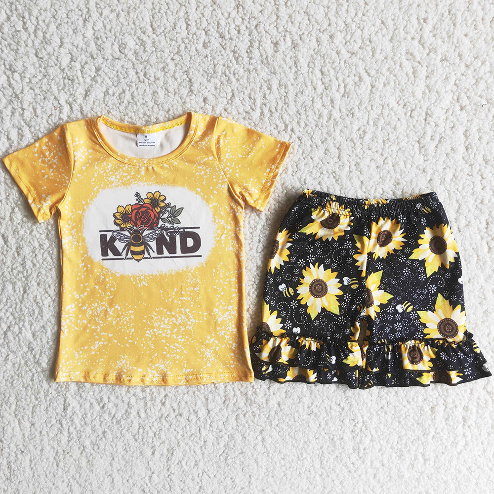 Fashion Baby Girls Clothes Sunflower Print Cute Girls Clothes Set B5-2