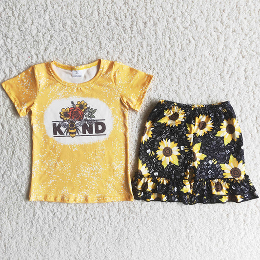 Fashion Baby Girls Clothes Sunflower Print Cute Girls Clothes Set B5-2