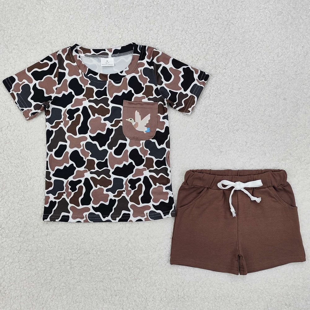 Baby Boys Clothes Duck Camo Pocket Shirt Shorts Clothes Sets BSSO1010