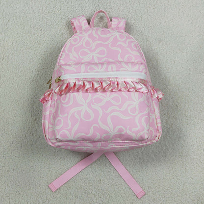 Baby Girls Pink Bows Plaid School Backpack Bags BA0459