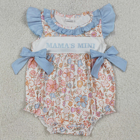 Baby Girls Rompers Flutter Sleeve Mama's Mini Colorful Flowers Ruffle Rompers SR3973