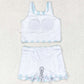 Baby Girls Swimsuits Summer Blue Stripes Top Skirts Active Wear Sets GSD0990