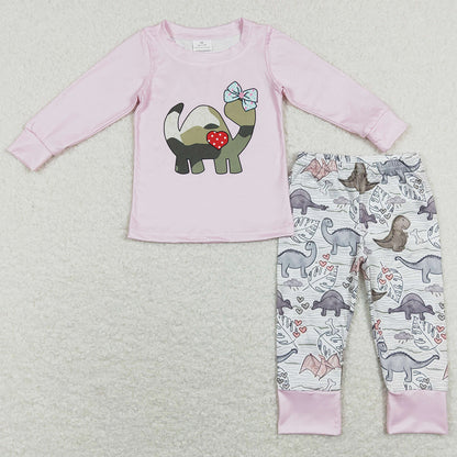Boutique Boys Clothes Valentines Dinosaur Cute Kids Sibling Clothing Sets BLP0430