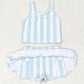 Baby Girls Swimsuits Summer Blue Stripes Top Skirts Active Wear Sets GSD0990