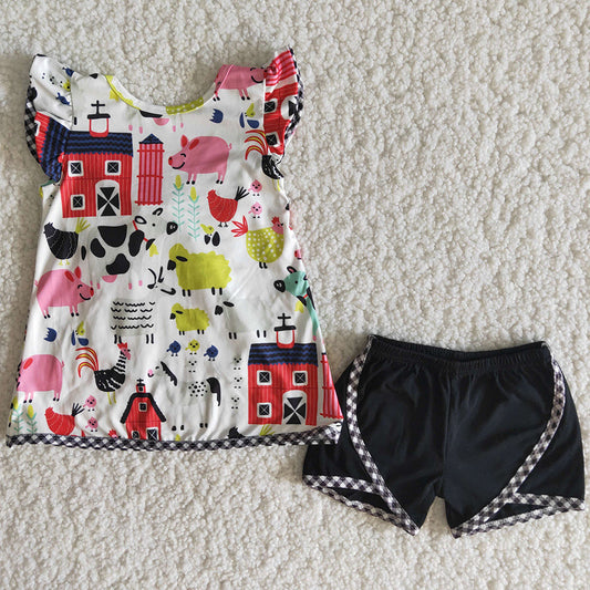 Boutique Kids Clothes Girls Summer Outfits Farm Girls Clothes Sets B11-4