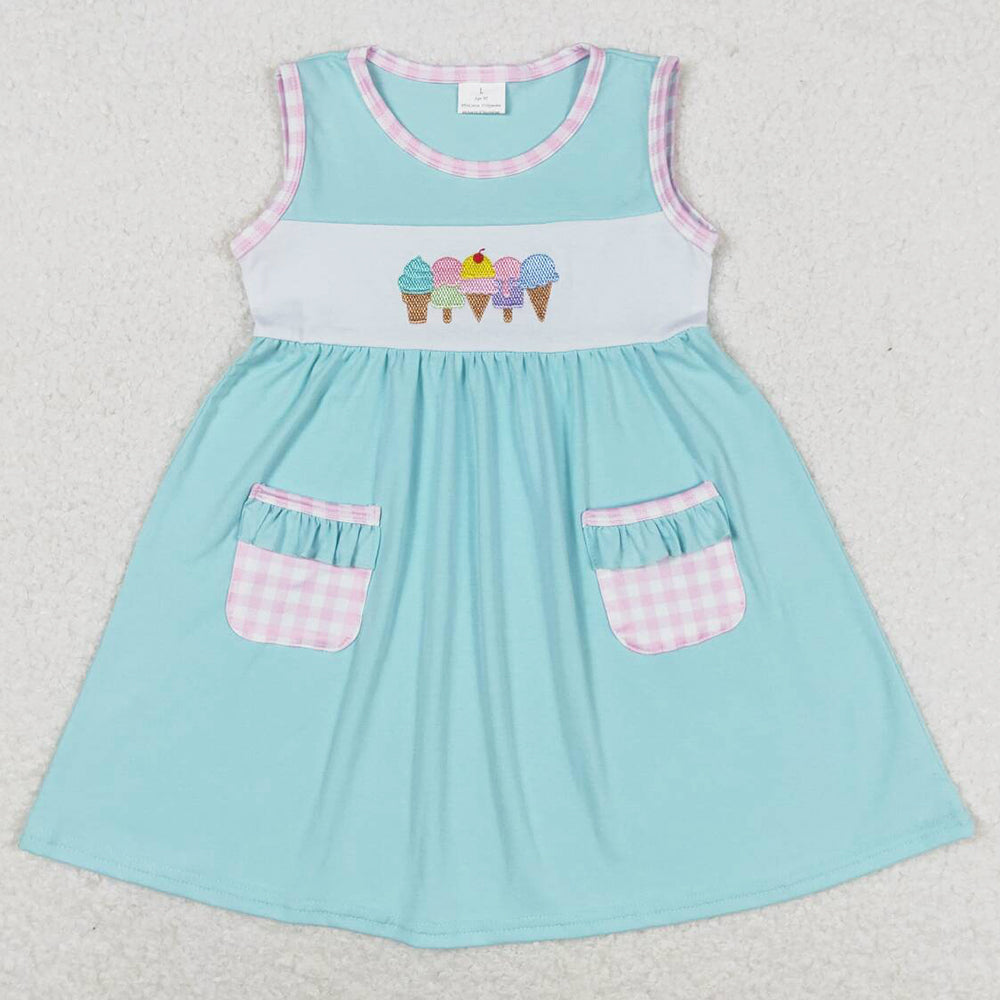 Baby Girls Dress Popsicle Sleeveless Pockets Knee Length Dresses GSD0956