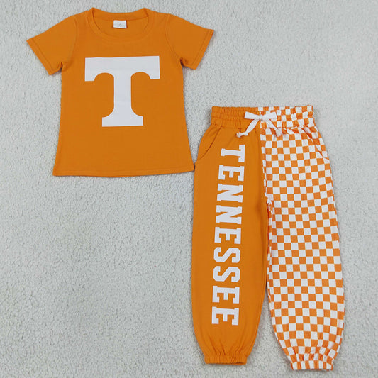 Baby Boys Clothes Vinyl Tennessee Top Pockets Joggers Team Clothes Sets BSPO0695