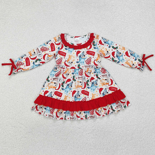 Baby Girls Dress Dogs Christmas Tree Cake Ruffle Knee Length Dresses GLD0802