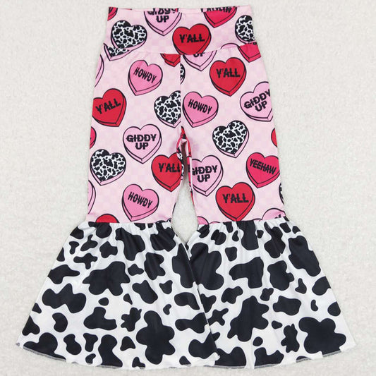 Baby Girls Pants Valentines Love Hearts Bell Bottom Pants P0344